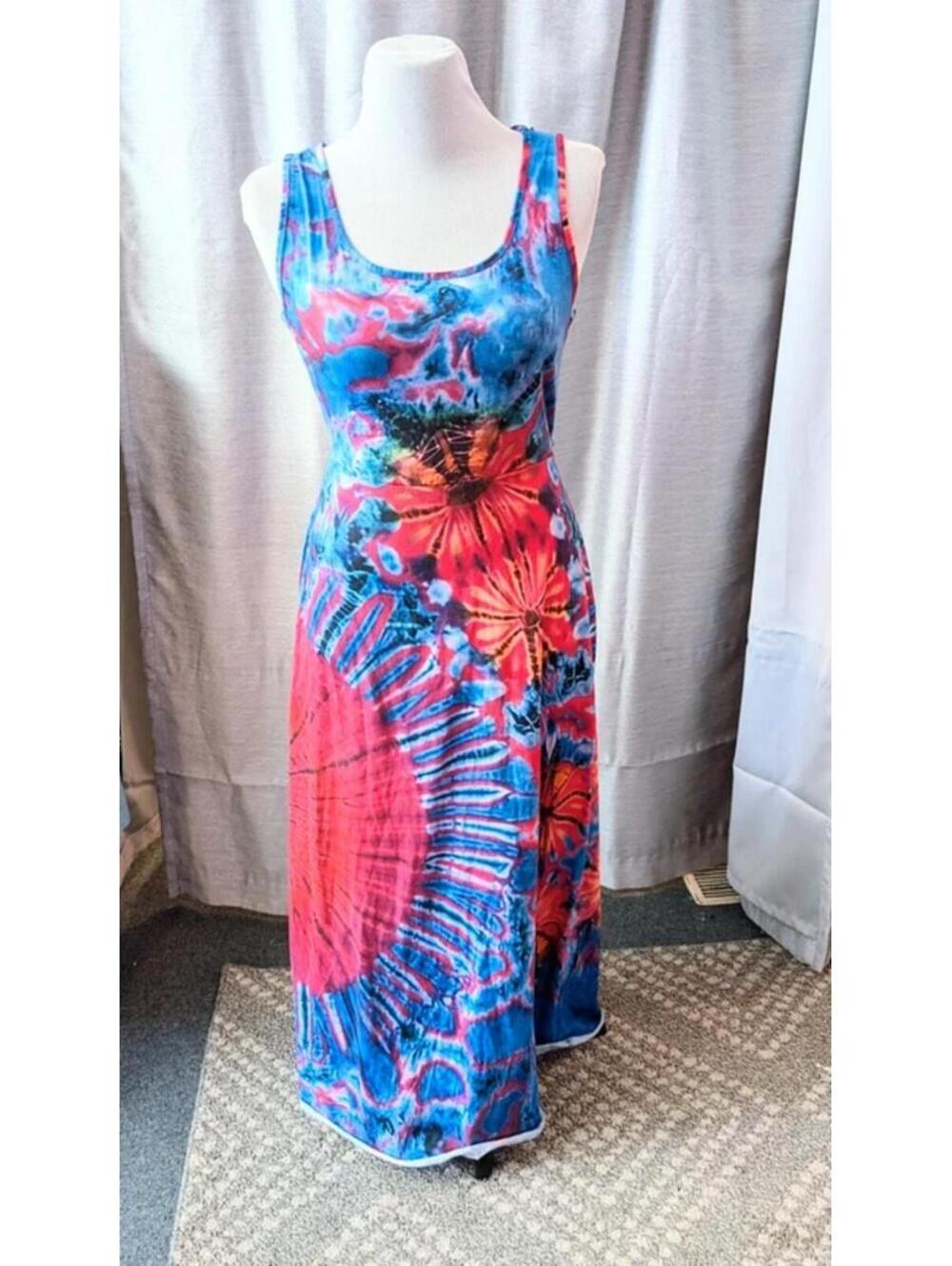 Rainbow Tie Dye Open Back Dress XL